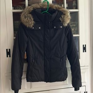Winter coat with fur hood, H&M